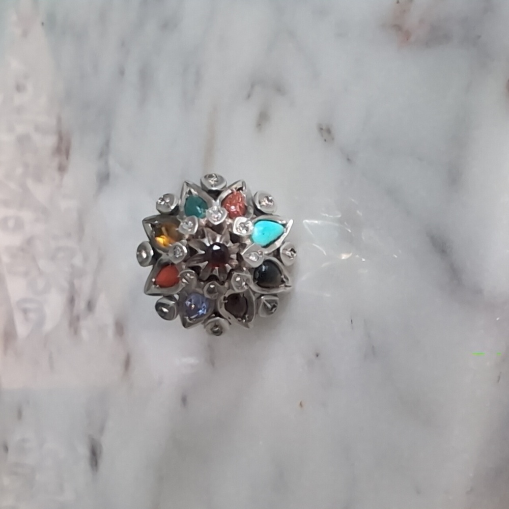 Multicolor Gemstone Silver Ring - image 6